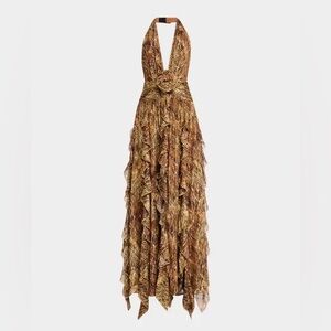 RAMY‎ BROOK
Emerance Snake Ruffled Halterneck Gown
Size 14